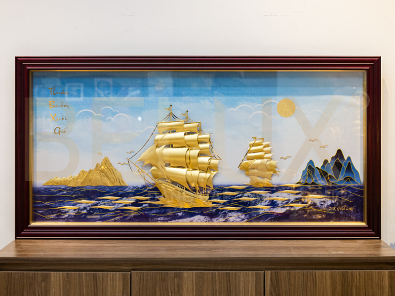 Tranh Thuận Buồm Xuôi Gió Dát Vàng 24k Kt 120x60cm
