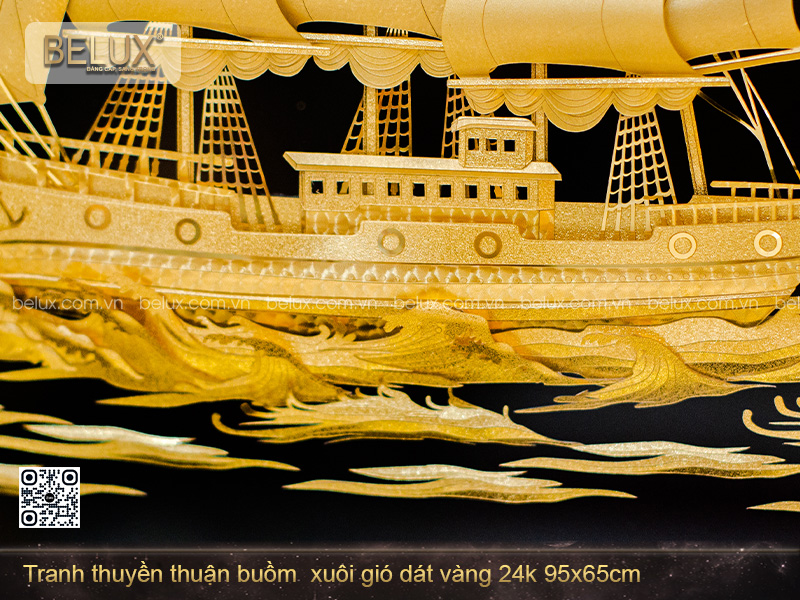 Tranh Thuyền Thuận Buồm Xuôi Gió Dát Vàng 24k 95x65cm