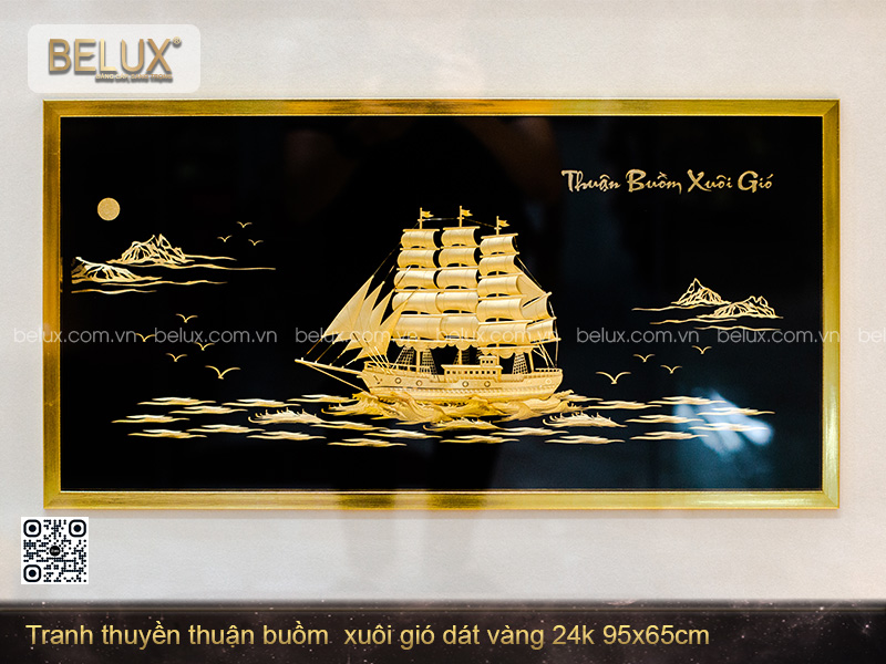 Tranh Thuyền Thuận Buồm Xuôi Gió Dát Vàng 24k 95x65cm