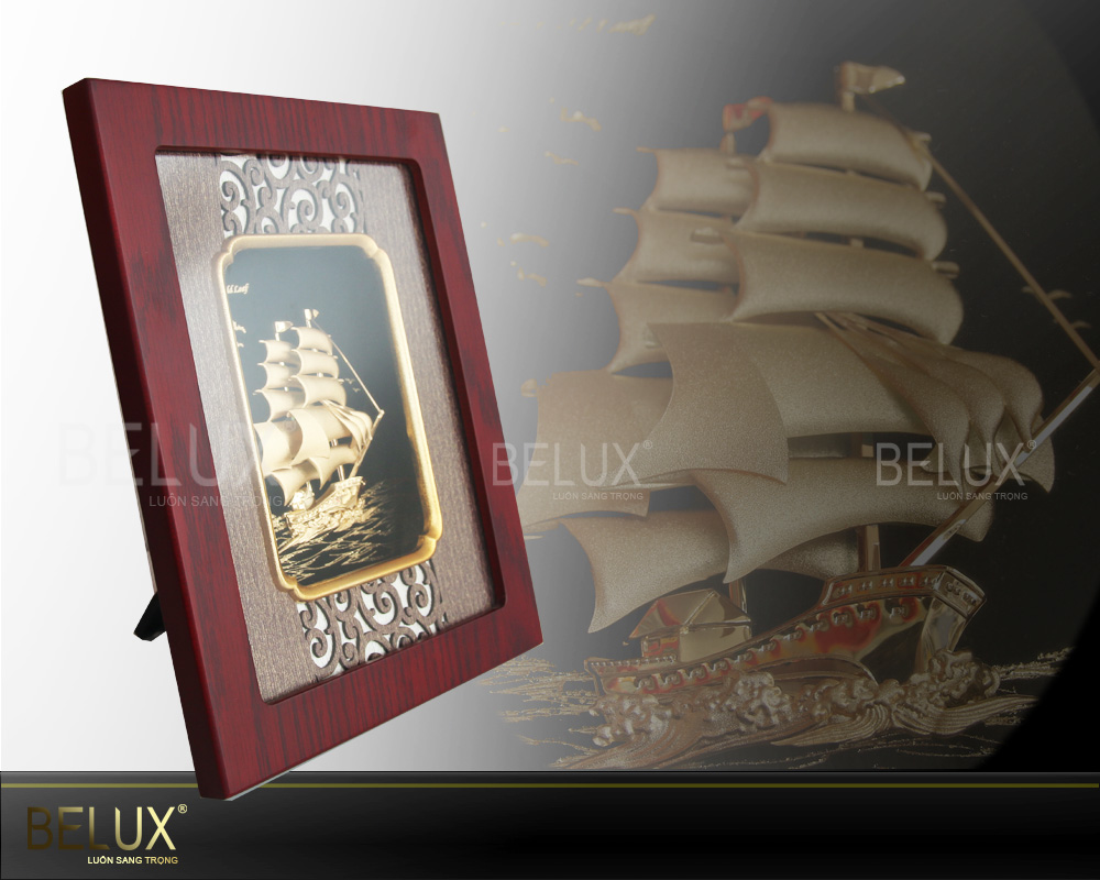 Tranh thuận buồm xuôi gió dát vàng 24k