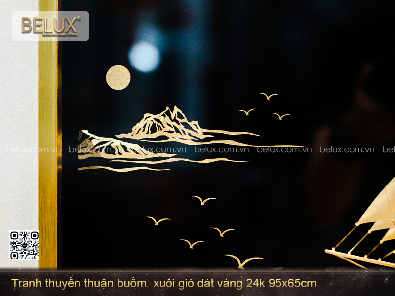 Tranh Thuyền Thuận Buồm Xuôi Gió Dát Vàng 24k 95x65cm