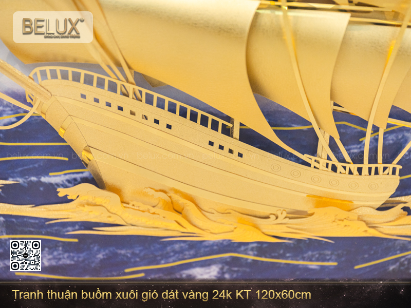 Tranh Thuận Buồm Xuôi Gió Dát Vàng 24k Kt 120x60cm