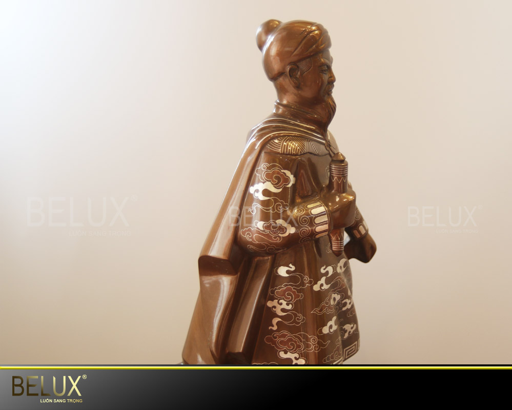 Tượng Đồng Trần Hưng Đạo Đồng Đỏ Khảm Tam Khí