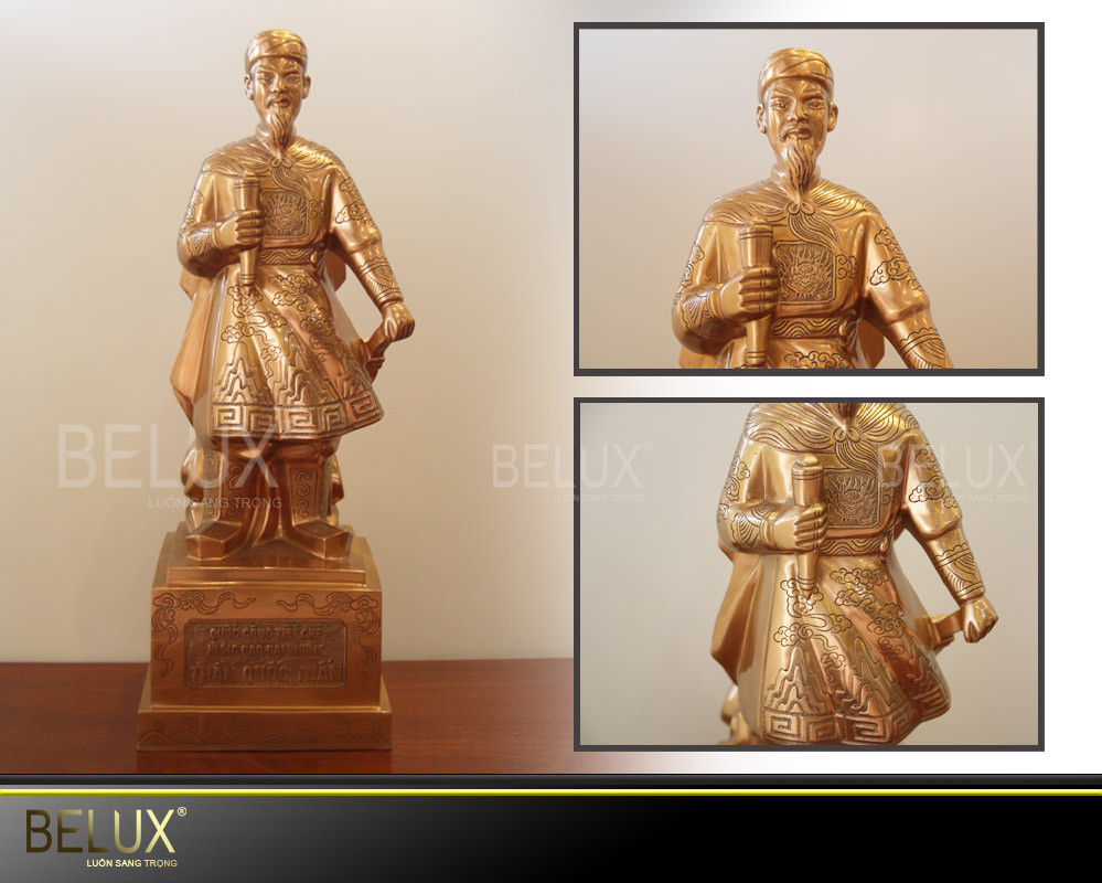 Tượng Đồng Trần Hưng Đạo Đồng Đỏ Cao 60cm