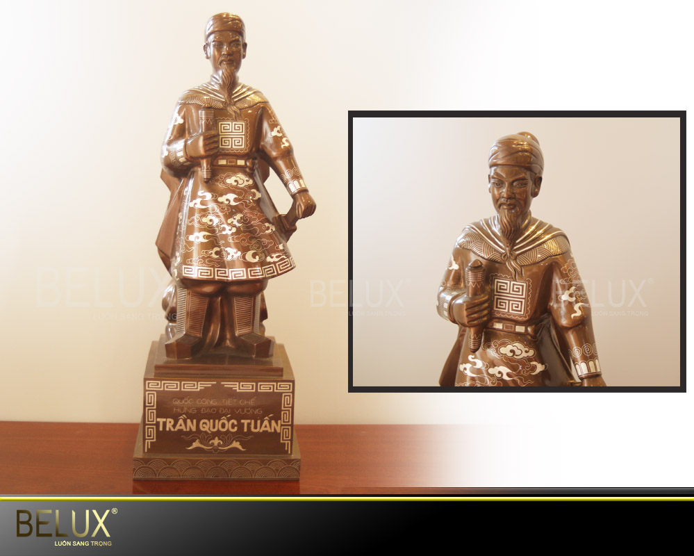 Tượng Đồng Trần Hưng Đạo Đồng Đỏ Khảm Tam Khí