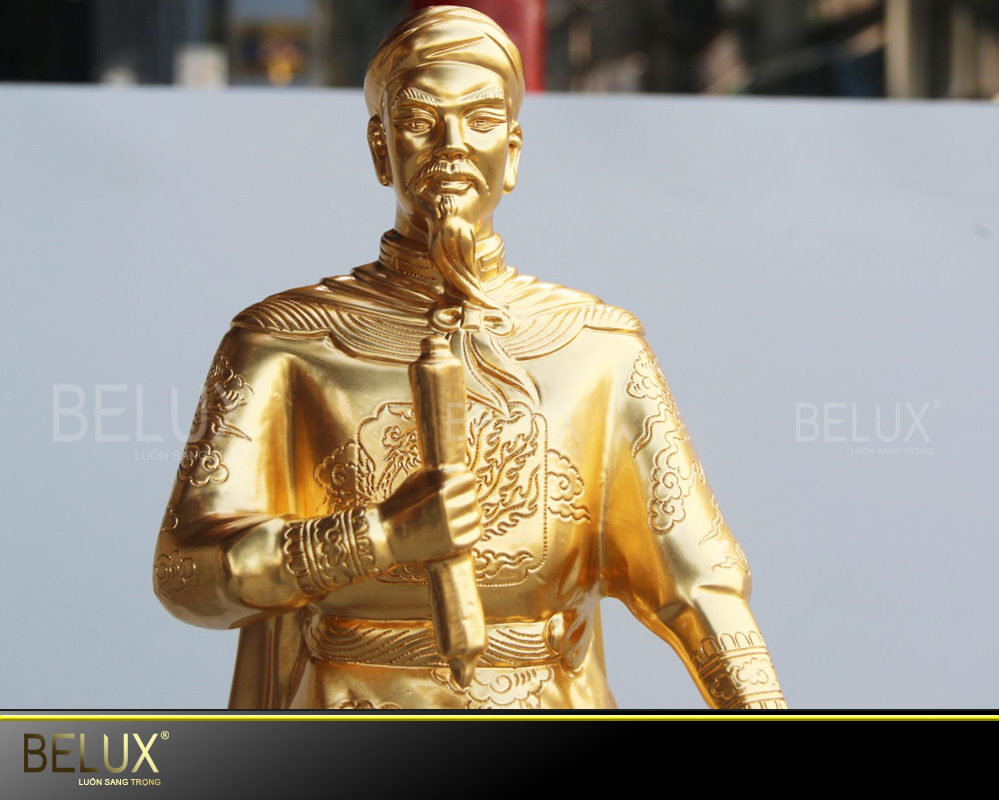 Tượng Đồng Đỏ Dát Vàng 9999 Trần Hưng Đạo Cao 60 Cm