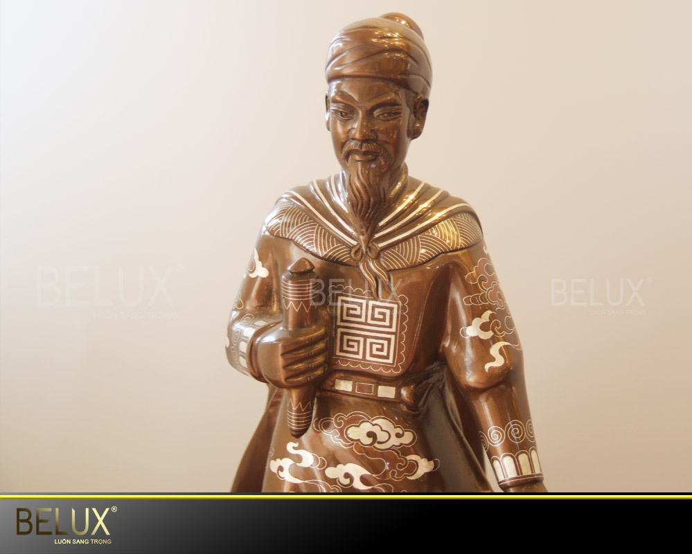 Tượng Đồng Trần Hưng Đạo Đồng Đỏ Khảm Tam Khí