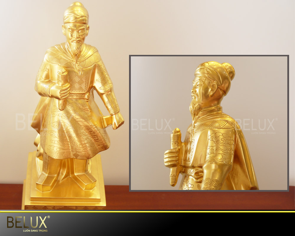Tượng đồng Trần Hưng Đạo đồng dát vàng 9999 cao 60cm