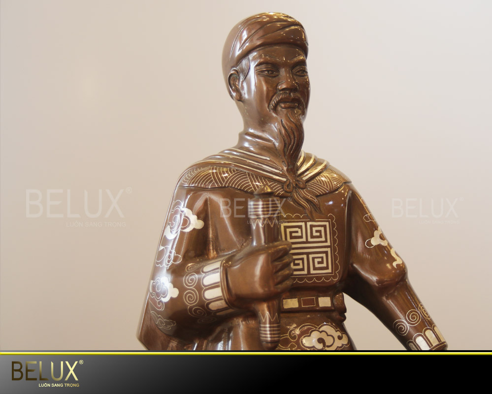 Tượng Đồng Trần Hưng Đạo Đồng Đỏ Khảm Tam Khí