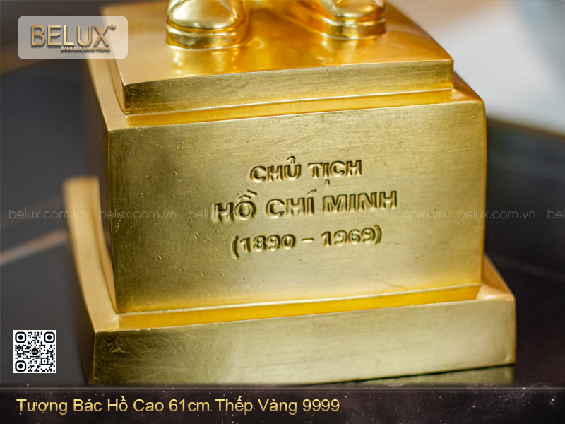 Tượng Bác Hồ cao 61cm thếp vàng 9999