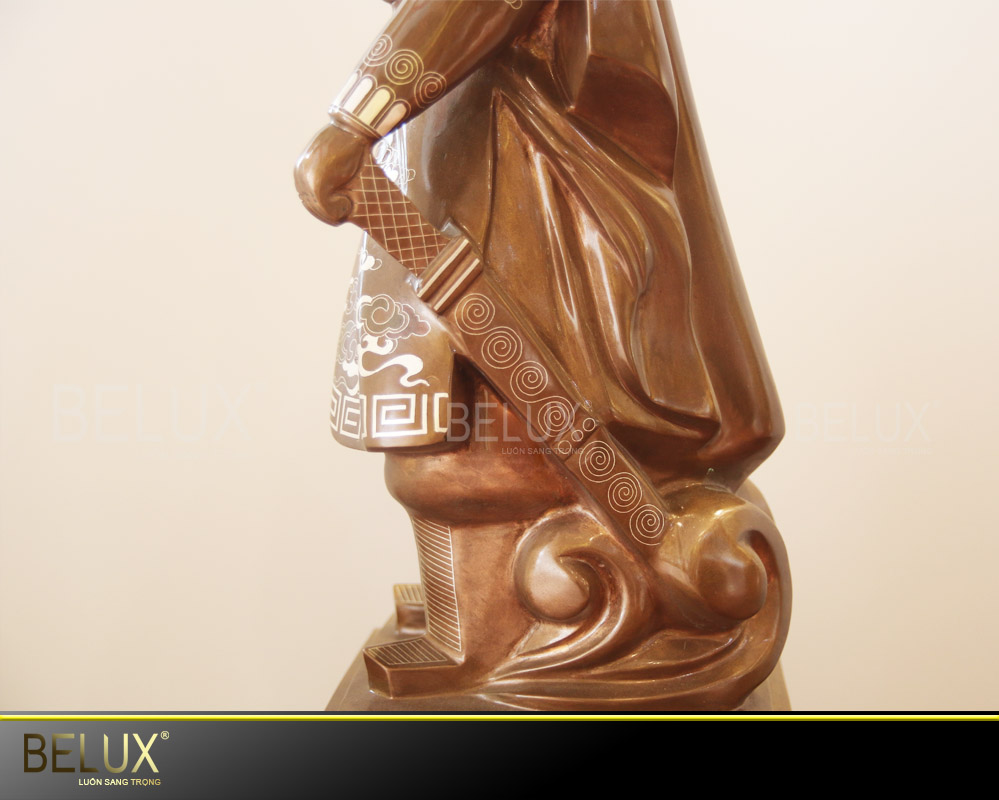 Tượng Trần Hưng Đạo Đồng Đỏ Khảm Ngũ Sắc – Cao 70cm