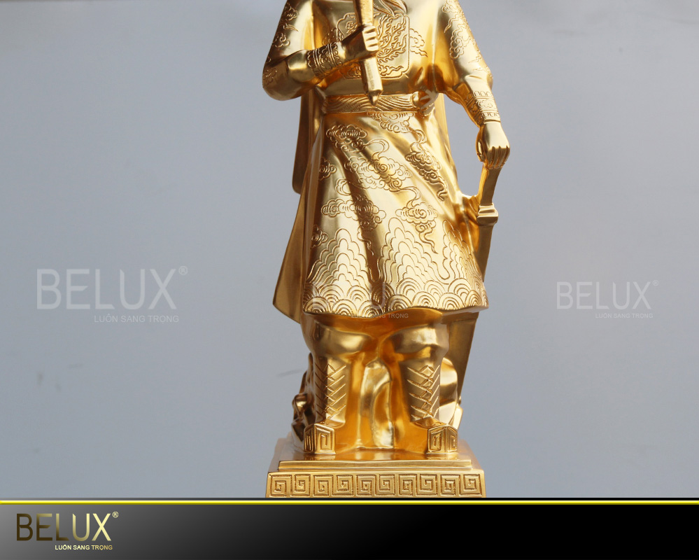 Tượng Đồng Đỏ Dát Vàng 9999 Trần Hưng Đạo Cao 60 Cm