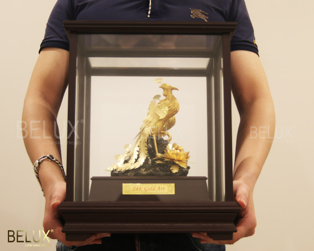 Tượng Phượng Hoàng Dát Vàng 24K (26x17x30 Cm)