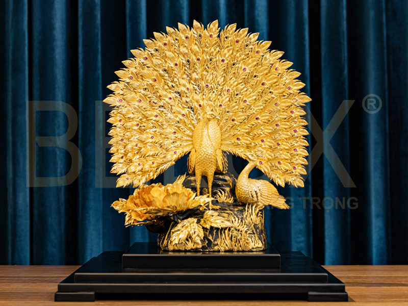 Tượng Đôi Công Phú Quý Dát Vàng 24k