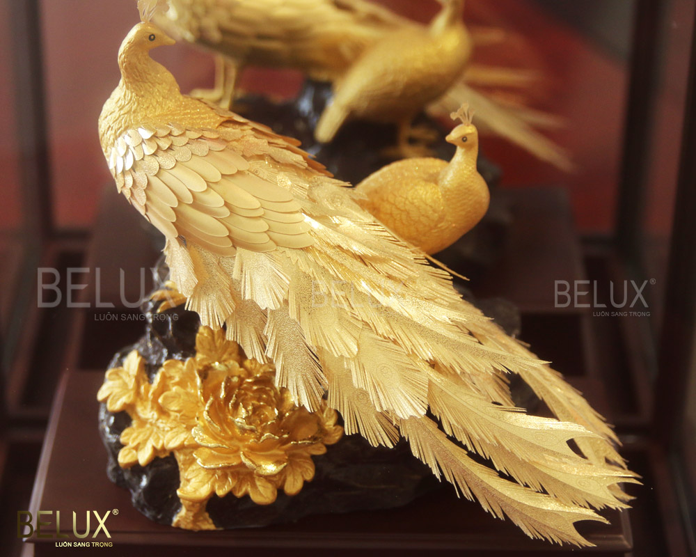 Đôi chim công dát vàng 24k
