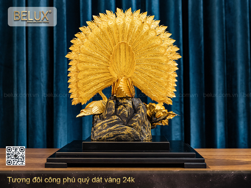 Tượng Đôi Công Phú Quý Dát Vàng 24k