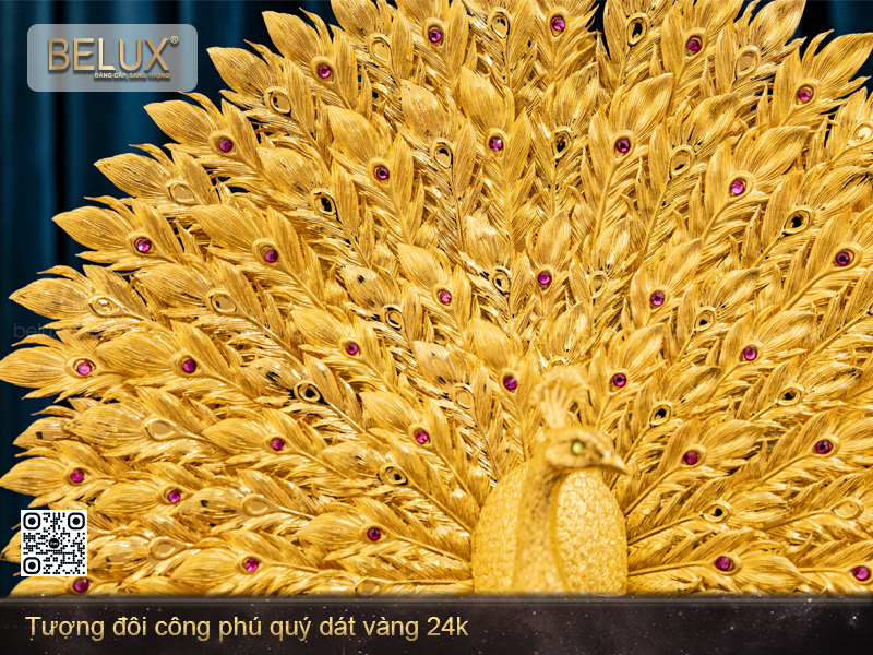 Tượng Đôi Công Phú Quý Dát Vàng 24k