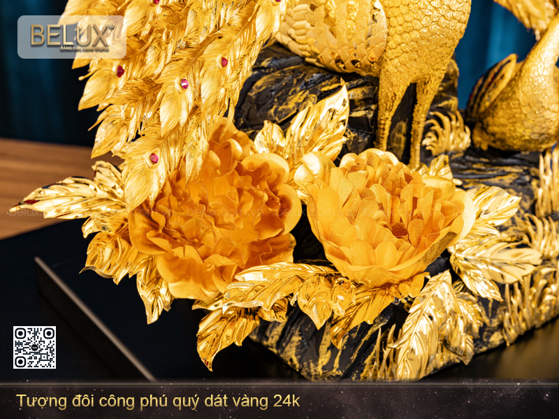 Tượng Đôi Công Phú Quý Dát Vàng 24k