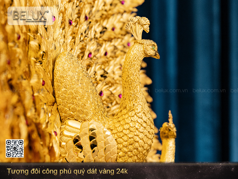 Tượng Đôi Công Phú Quý Dát Vàng 24k