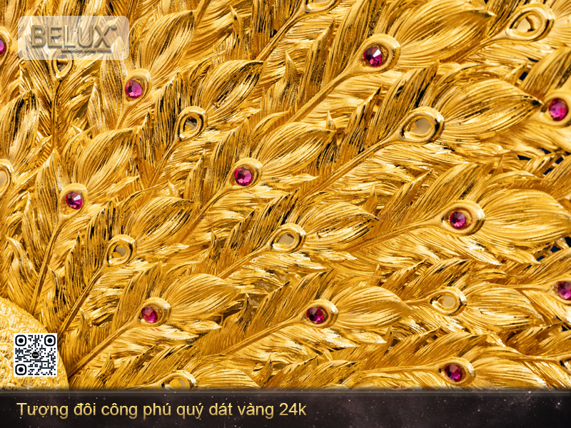 Tượng Đôi Công Phú Quý Dát Vàng 24k