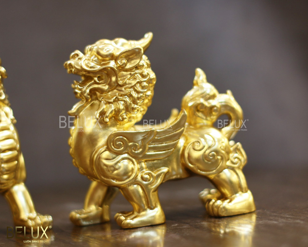 Đôi tỳ hưu bằng đồng dát vàng 9999