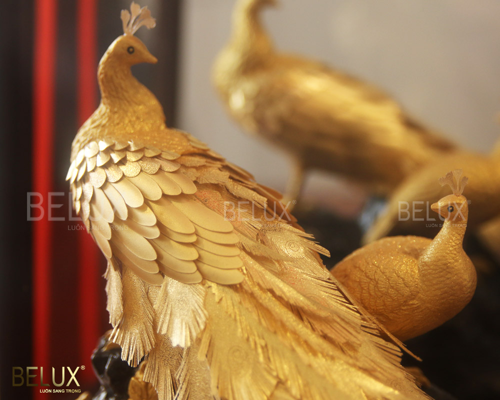 Đôi chim công dát vàng 24k