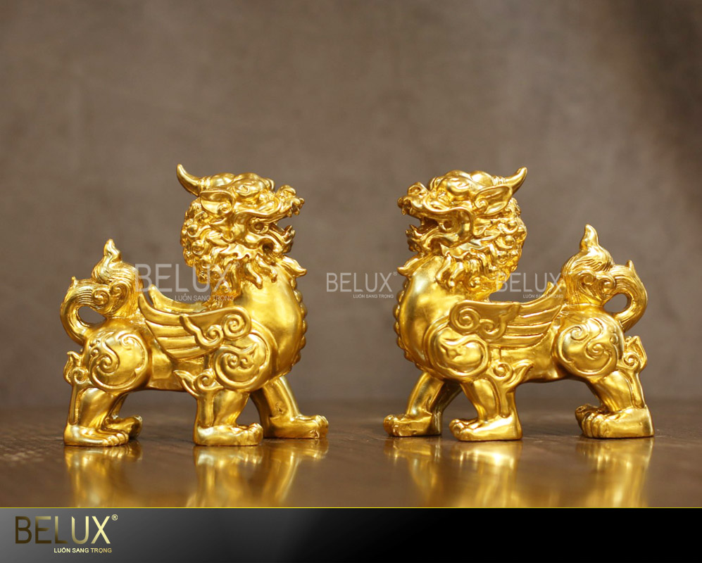 Đôi tỳ hưu bằng đồng dát vàng 9999