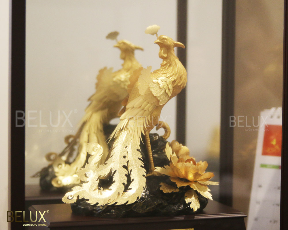 Tượng Phượng Hoàng Dát Vàng 24K (26x17x30 Cm)