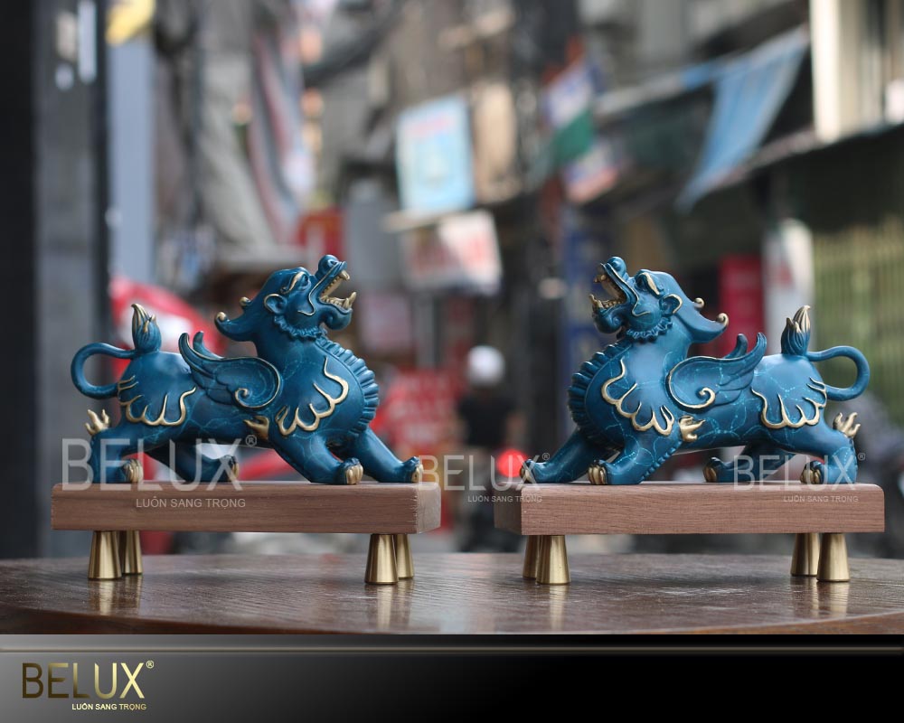 Đôi Tì Hưu bằng đồng tráng men sứ